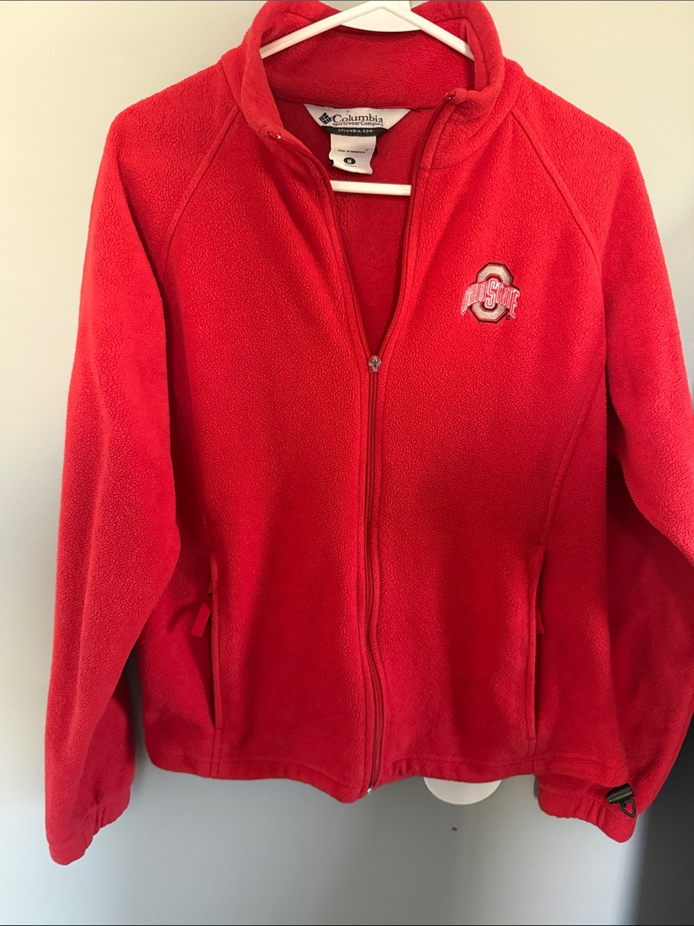 Columbia Red Full-Zip Teddy Fleece Jacket with Ohio State Logo